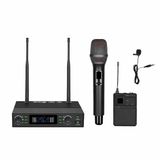 Ten, Profesyonel UHF Kablosuz Mikrofon Seti El ve Yaka Mikrofon 100 Kanal LCD Ekranlı Sahne ve Organizasyon Mikrofonu