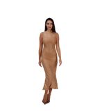 Ten Rengi Taşlı Gece Elbisesi, Bronz - Bronze