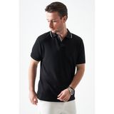 Tena Erkek Siyah Ayaklı Çıtçıtlı Yaka Pike Modal Tişört - 2XL