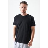 Tena Erkek Siyah Bisiklet Yaka Interlok Basic Tişört - 2XL