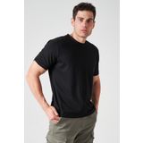 TENA Erkek Siyah Bisiklet Yaka Kol ve Etek Kendinden Manşetli Oxfort Tişört