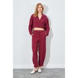 TENA Kadın Bordo Paça Düğmeli Modal Kumaş Pantolon