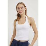 Tena Kadın Ekru Boyundan Geçmeli Modal Ribana Atlet