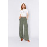 TENA Kadın Haki Yp5115 Çift Pileli Bol Paça Tencel Pantolon