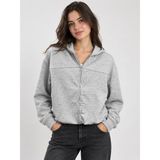 Tena Kadın Kar Melanj Kapşonlu Eteği Balon Modal Sweatshirt - Gri