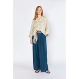TENA Kadın Lacivert Yp5115 Çift Pileli Bol Paça Tencel Pantolon