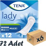 Tena Lady Maxi, Kadın Mesane Pedi, 5.5 Damla 12’li 6 Paket 72 Ader