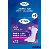 TENA Lady Protect+ Maxi Night Mesane Pedi 8 Damla - 12'li 6 Paket (72 Adet)