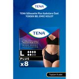 TENA Silhouette Plus Kadınlara Özel Yüksek Bel Emici Külot Siyah L 8'li 1 Paket (8 Adet)