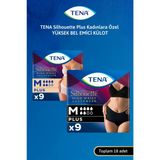 Tena Silhouette Plus Kadınlara Özel Yüksek Bel Emici Külot Siyah M 9'lu 2 Paket (18 Adet)