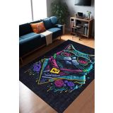 Tenas Gamer Halısı Şönil Pamuk Tabanlı Kaymaz Yıkanabilir Gaming Oyuncu Odası Halısı 120x180