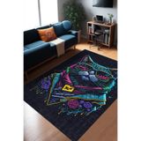 Tenas Gamer Halısı Şönil Pamuk Tabanlı Kaymaz Yıkanabilir Gaming Oyuncu Odası Halısı 140x200