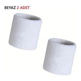 Tenax Fit 10 cm Havlu Bileklik El Bilekliği Futbol Basketbol Tenis Ter Bandı Çiftli Sporcu Bilekliği 2 Adet - Beyaz - Standart