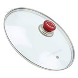 Tencere İle Uyumlu Sahan Tava Cam Kapağı Kapak 18 Cm Ve Kırmızı Tutma Tepesi