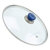 Tencere İle Uyumlu Sahan Tava Cam Kapağı Kapak 18 Cm Ve Mavi Tutma Tepesi