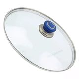 Tencere İle Uyumlu Sahan Tava Cam Kapağı Kapak 22 Cm Mavi Tutma Tepesi