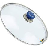Tencere Sahan Tava Cam Kapağı Kapak 14 cm Mavi Tutma Tepesi - Adet-Set