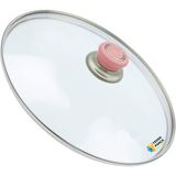 Tencere Sahan Tava Cam Kapağı Kapak 14 cm Pembe Tutma Tepesi - Adet-Set