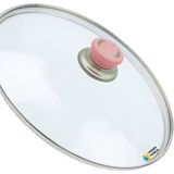 Tencere Sahan Tava Cam Kapağı Kapak 16 cm Pembe Tutma Tepesi - Adet-Set