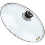 Tencere Sahan Tava Cam Kapağı Kapak 16 cm Siyah Tutma Tepesi - Adet-Set