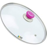 Tencere Sahan Tava Cam Kapağı Kapak 18 cm Fuşya Tutma Tepesi - Adet-Set