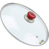 Tencere Sahan Tava Cam Kapağı Kapak 18 cm Kırmızı Tutma Tepesi - Adet-Set