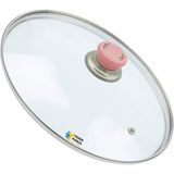 Tencere Sahan Tava Cam Kapağı Kapak 18 cm Pembe Tutma Tepesi - Adet-Set