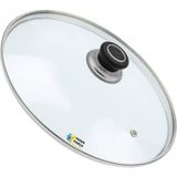 Tencere Sahan Tava Cam Kapağı Kapak 18 cm Siyah Tutma Tepesi - Adet-Set