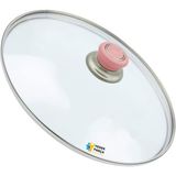 Tencere Sahan Tava Cam Kapağı Kapak 20 cm Pembe Tutma Tepesi - Adet-Set