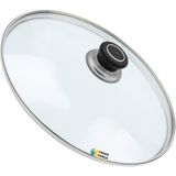 Tencere Sahan Tava Cam Kapağı Kapak 20 cm Siyah Tutma Tepesi - Adet-Set