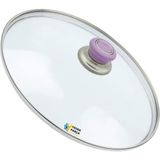 Tencere Sahan Tava Cam Kapağı Kapak 22 cm Lila Tutma Tepesi - Adet-Set