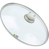 Tencere Sahan Tava Cam Kapağı Kapak 24 cm Beyaz Tutma Tepesi - Adet-Set