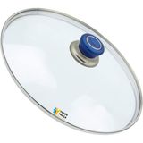 Tencere Sahan Tava Cam Kapağı Kapak 24 cm Mavi Tutma Tepesi - Adet-Set