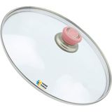 Tencere Sahan Tava Cam Kapağı Kapak 24 cm Pembe Tutma Tepesi - Adet-Set