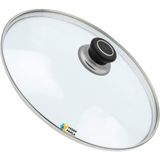 Tencere Sahan Tava Cam Kapağı Kapak 24 cm Siyah Tutma Tepesi - Adet-Set