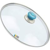 Tencere Sahan Tava Cam Kapağı Kapak 24 cm Turkuaz Tutma Tepesi - Adet-Set