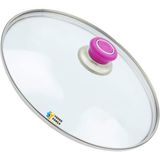 Tencere Sahan Tava Cam Kapağı Kapak 26 cm Fuşya Tutma Tepesi - Adet-Set