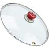 Tencere Sahan Tava Cam Kapağı Kapak 28 cm Kırmızı Tutma Tepesi - Adet-Set