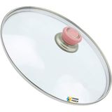 Tencere Sahan Tava Cam Kapağı Kapak 28 cm Pembe Tutma Tepesi - Adet-Set