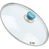 Tencere Sahan Tava Cam Kapağı Kapak 28 cm Turkuaz Tutma Tepesi - Adet-Set
