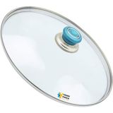 Tencere Sahan Tava Cam Kapağı Kapak 30 cm Turkuaz Tutma Tepesi - Adet-Set