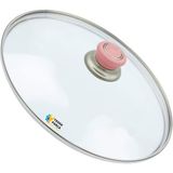 Tencere Sahan Tava Cam Kapağı Kapak 32 cm Pembe Tutma Tepesi - Adet-Set