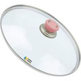 Tencere Sahan Tava Cam Kapağı Kapak 34 cm Pembe Tutma Tepesi - Adet-Set