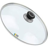 Tencere Sahan Tava Cam Kapağı Kapak 34 cm Siyah Tutma Tepesi - Adet-Set