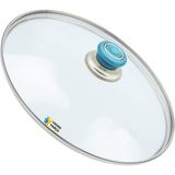 Tencere Sahan Tava Cam Kapağı Kapak 36 cm Turkuaz Tutma Tepesi - Adet-Set