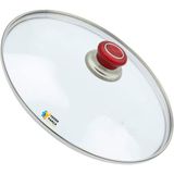 Tencere Sahan Tava Cam Kapağı Kapak 40 cm Kırmızı Tutma Tepesi - Adet-Set