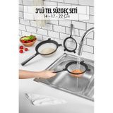 Tencereye Takılabilen 3'lü Tel Süzgeç Seti 14cm-17cm-22cm