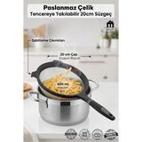 Tencereye Takılabilir Paslanmaz Tel Süzgeç 20 cm 650 ml - Bpa Içermez Saplı Pratik Mutfak Süzgeci