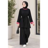 tenfısı woman wear 🖤 Siyah Belden Bağlamalı Çizgi Detaylı Tunik 36-38 siyah122