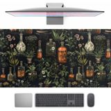 TENG DA QING Siyah Estetik Masa Matı Mouse Pad Büyük Oyun Mouse Pad Masa Pedi Fare Altlığı, Mistik Yeşil Bitki Bilgisayar Dizüstü Bilgisayar Klavyesi ve Fare Altlığı, Kadınlar Kız Ofis için Masaüstü Koruyucu Mat